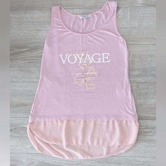 PLAZA Italia Pink Tank Top with Tulle Size Small - Picture 2 of 6